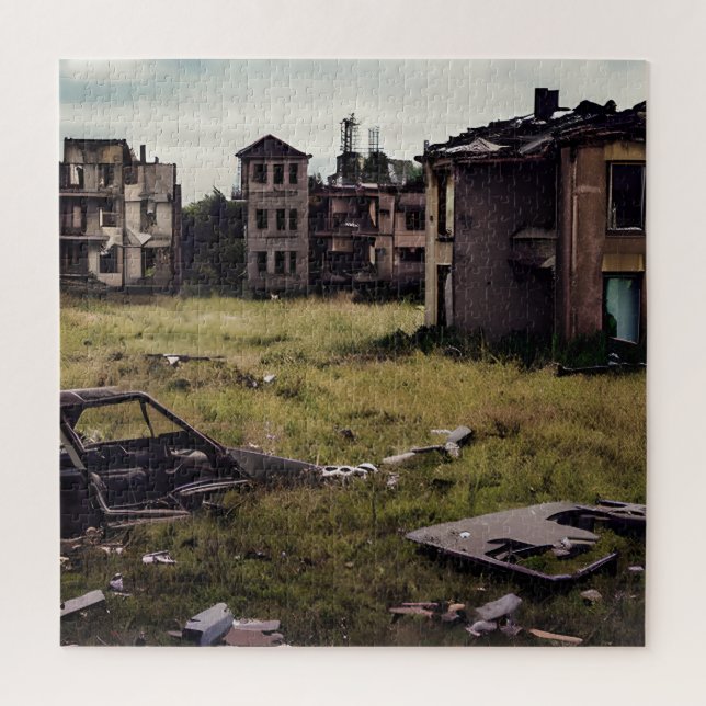 Abandoned | Urban Post Apocalyptic Buildings Jigsaw Puzzle (Vertical)