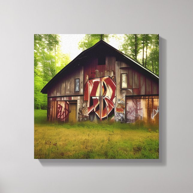 Abandoned Weathered Barn in the Woods Canvas Print (Front)