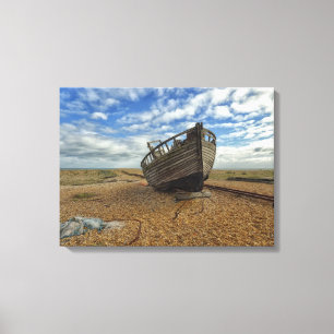 Abandoned Wooden Fishing Boat   Dungeness Canvas Print