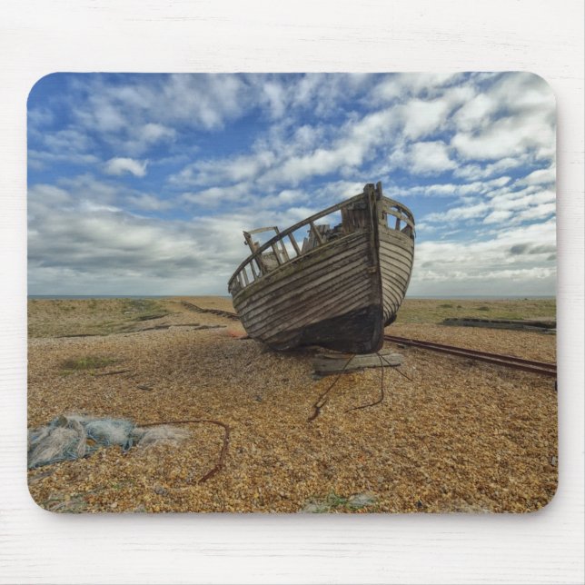 Abandoned Wooden Fishing Boat | Dungeness Mouse Mat (Front)