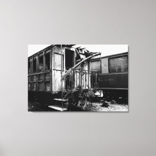 Abandoned Wooden Passenger Car Le Mastrou Canvas Print