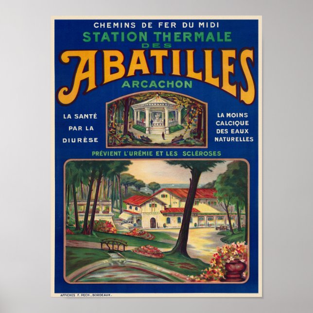 Abatilles Arcachon France Vintage Poster 1920 (Front)