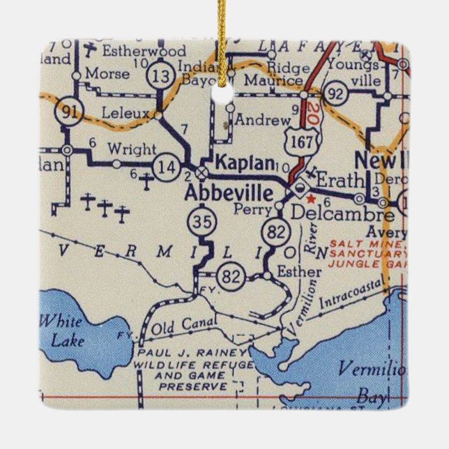 Abbeville Vintage Map Ceramic Ornament (Back)