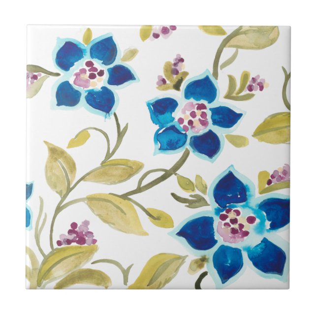 Abbey Floral Tiles - Blue Blooms (Front)