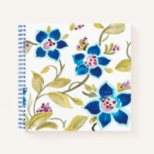 Abbey Floral Tiles - Blue Blooms Notebook