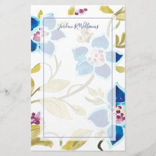 Abbey Floral Tiles - Blue Blooms Stationery