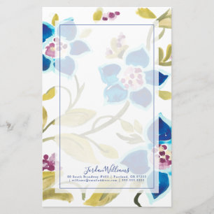 Abbey Floral Tiles - Blue Blooms Stationery