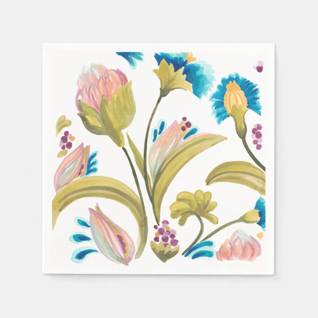 Abbey Floral Tiles - Spring Flowers Napkin (Front)