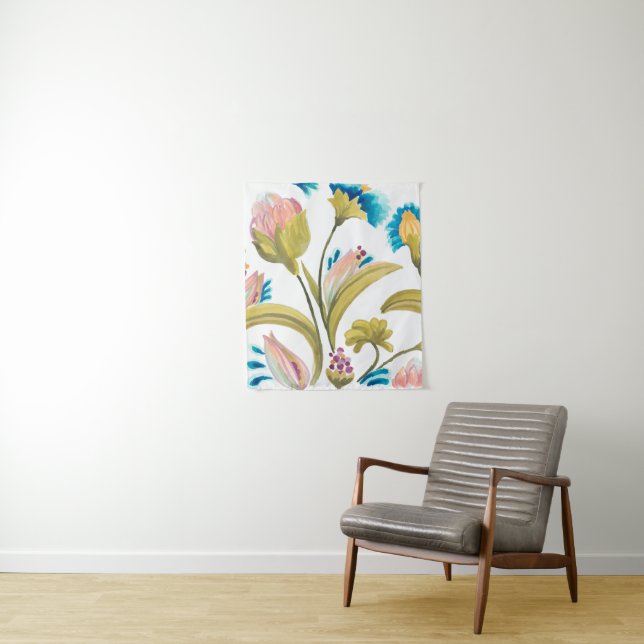 Abbey Floral Tiles - Spring Flowers Tapestry (In Situ)