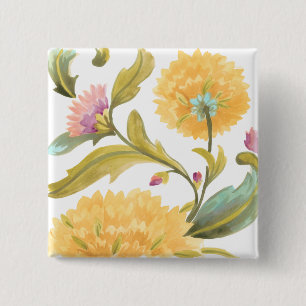 Abbey Floral Tiles - Yellow Flowers 15 Cm Square Badge