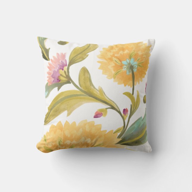 Abbey Floral Tiles - Yellow Flowers Cushion (Front)