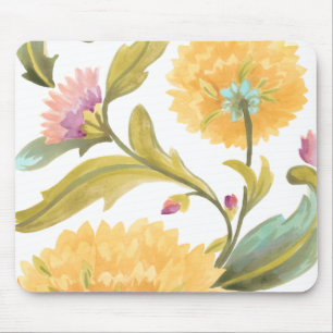 Abbey Floral Tiles - Yellow Flowers Mouse Mat