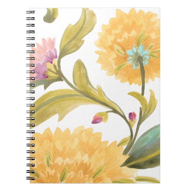 Abbey Floral Tiles - Yellow Flowers Notebook (Front)