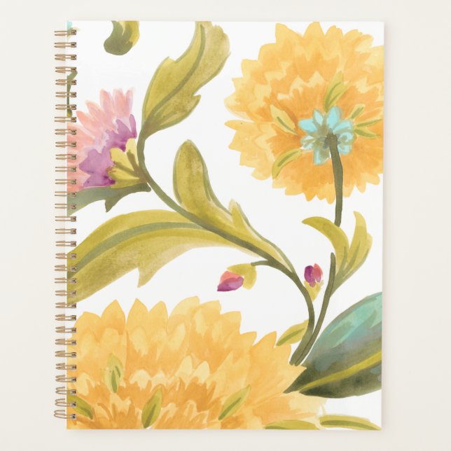 Abbey Floral Tiles - Yellow Flowers Planner (Front)