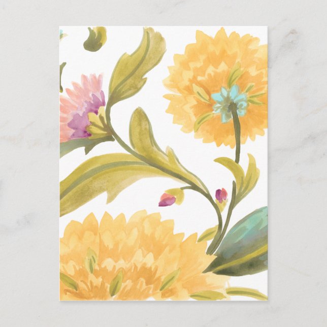 Abbey Floral Tiles - Yellow Flowers Postcard (Front)