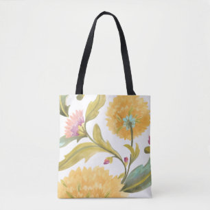 Abbey Floral Tiles - Yellow Flowers Tote Bag
