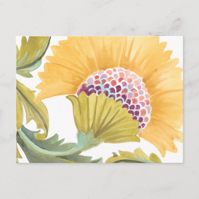 Abbey Floral Tiles - Yellow Postcard (Front)