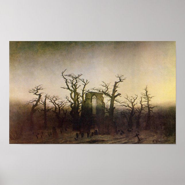 Abbey in an Oak Forest by Caspar David Friedrich Poster (Front)