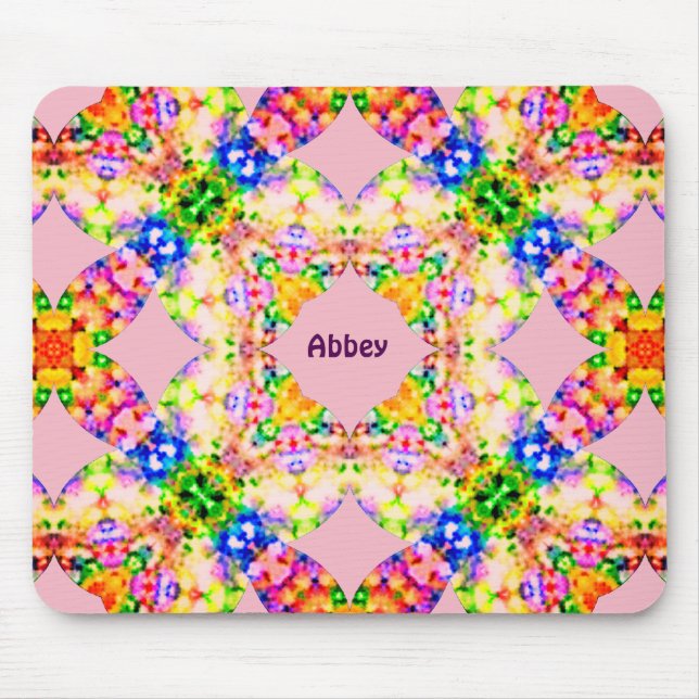 ABBEY ~ Sweet Pastel Pattern ~ Personalized  Mouse Mat (Front)