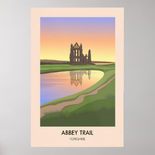 Abbey Trail Yorkshire Hiking Travel Poster