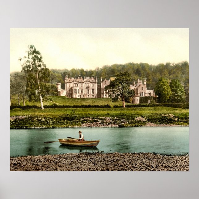 Abbotsford House from the River Tweed in Scotland Poster (Front)