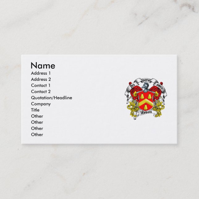 Abbott Family Crest Business Card (Front)