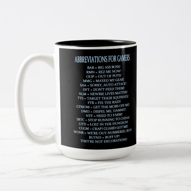 Abbreviations For Gamers MMOPRG Humour Mug (Left)