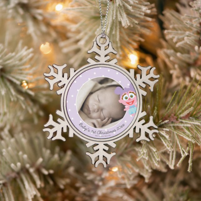 Abby Cadabby Baby's First Christmas: Add Your Name Snowflake Pewter Christmas Ornament (Tree)