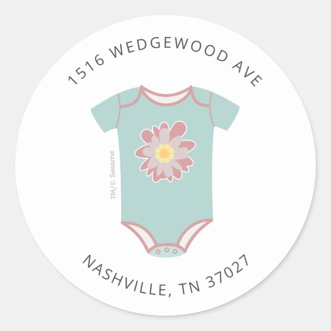 Abby Cadabby Bodysuit Baby Shower Address Classic Round Sticker (Front)