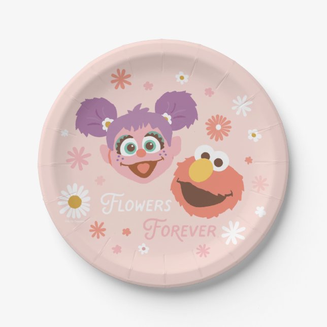 Abby Cadabby & Elmo | Flowers Forever Paper Plate (Front)