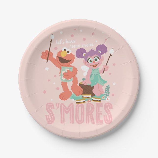 Abby Cadabby & Elmo | Let's Have Some More Smores Paper Plate (Front)