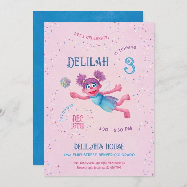 Abby Cadabby Sesame Street Birthday Party Invitation (Front/Back)