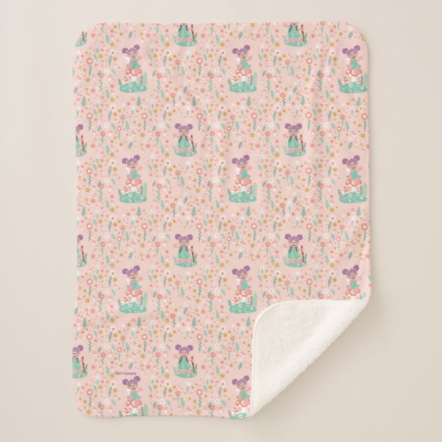 Abby Cadabby | Woodland Flower Pattern Sherpa Blanket (Front)