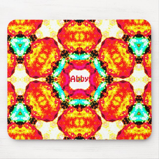 ABBY ~ Colorful Abstract Pattern ~ Personalized  Mouse Mat (Front)