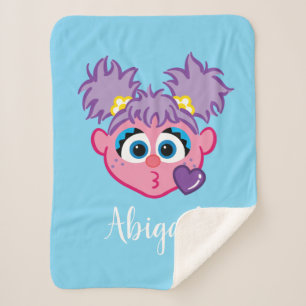Abby Face Throwing a Kiss Add Name Sherpa Blanket