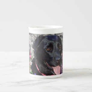 Abby in Flowers – Black Lab Dog Bone China Mug