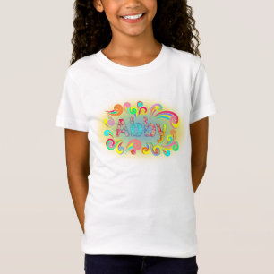 Abby Name T-shirt Framed in Fun Swirls