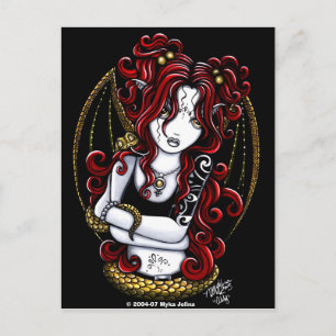 "Abby" Red Tattooed Faery Postcard