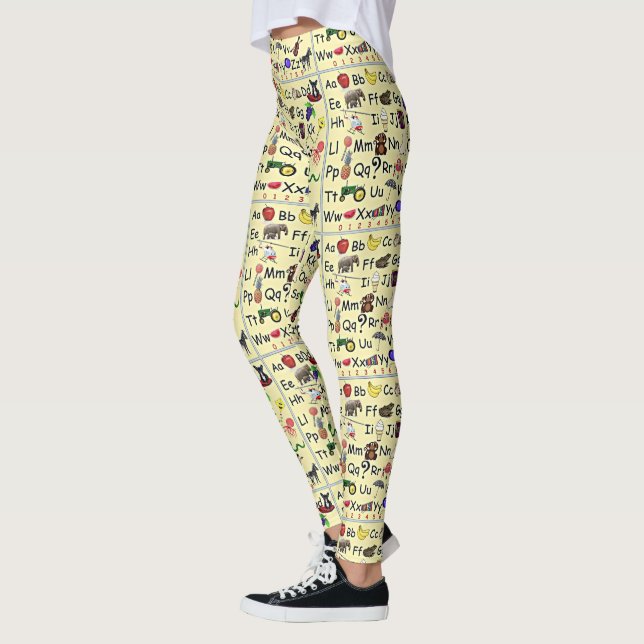 ABC 123 Alphabet Number Preschool Teacher Leggings (Left)