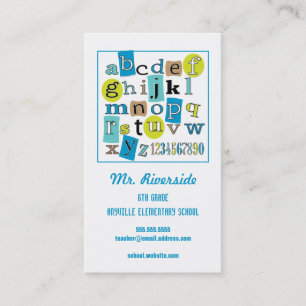 ABC 123 Alphabet Teacher Contact Business Card