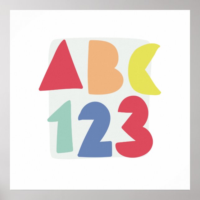 ABC 123 children's colourful art Poster (Front)