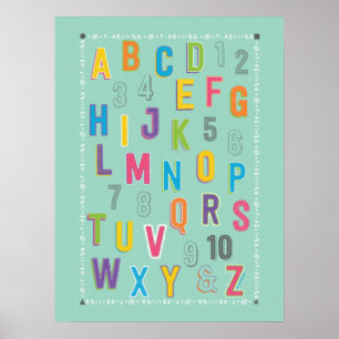 ABC 123 Classroom Educational Decor - Blue