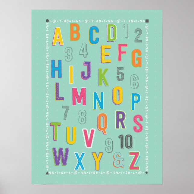 ABC 123 Classroom Educational Decor - Blue (Front)