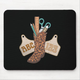 Abc 123 Western Teacher Life Cowboy Cowgirl Teachi Mouse Mat