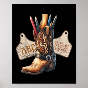 Abc 123 Western Teacher Life Cowboy Cowgirl Teachi Poster