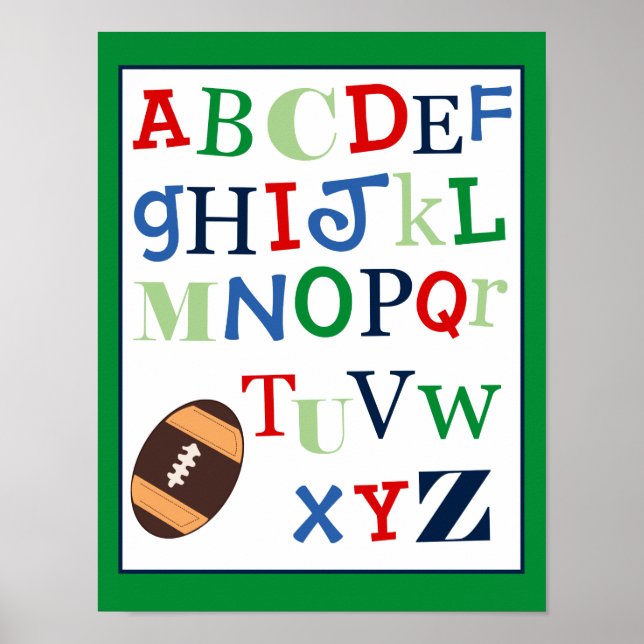 ABC Alphabet Art Print Football Sports Theme (Front)