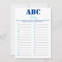 ABC Alphabet Baby Shower Game - Blue