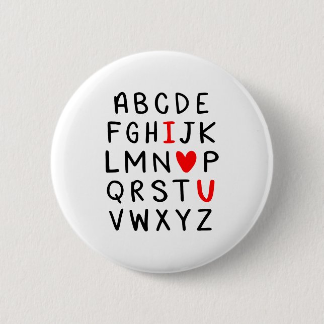 Abc Alphabet I Love You Englieacher Valentines  6 Cm Round Badge (Front)
