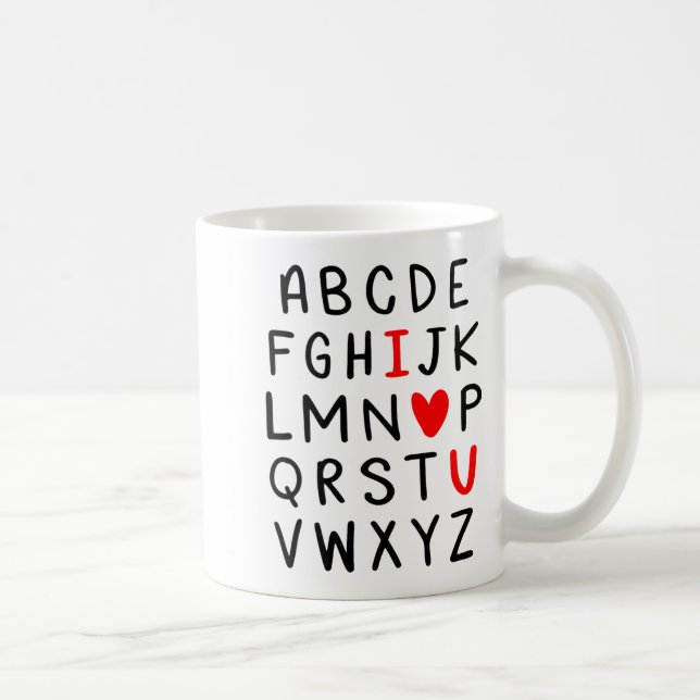 Abc Alphabet I Love You Englieacher Valentines  Coffee Mug (Right)