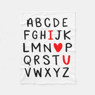 Abc Alphabet I Love You Englieacher Valentines  Fleece Blanket